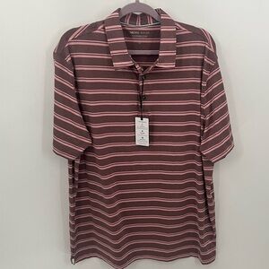 Michel Rouen pink striped golf performance polo